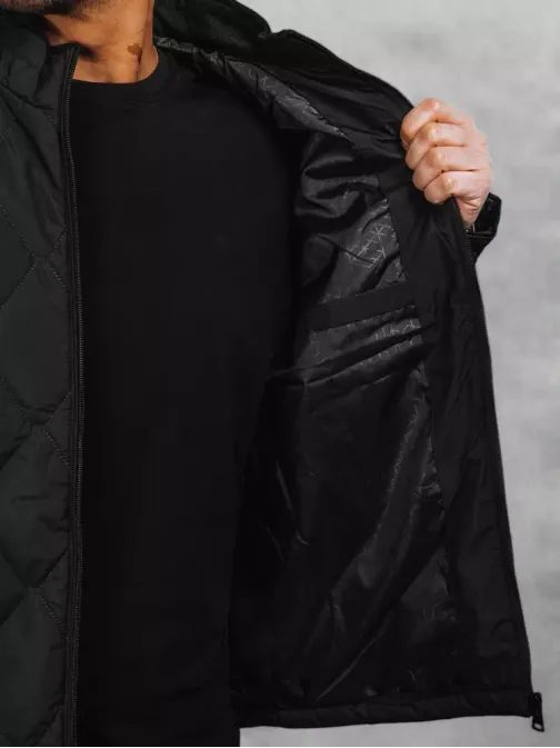 Elegantná prešívaná čierna bunda