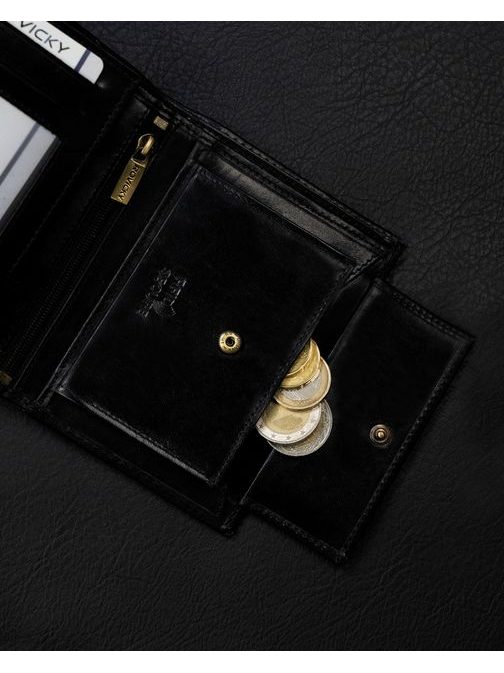 Čierno-granátová kožená peňaženka na výšku Rovicky