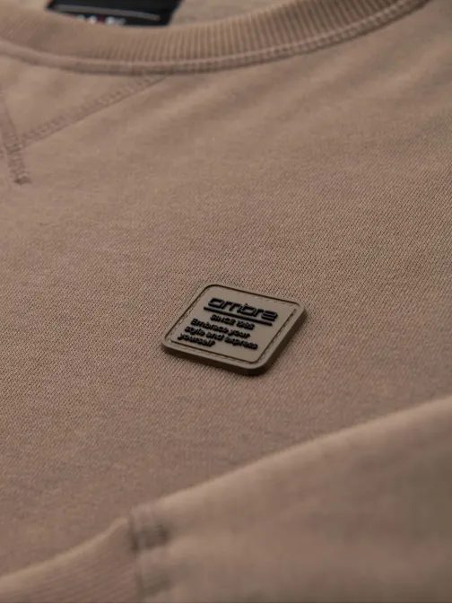 Béžová mikina pre mužov bez kapucne V3 OM-SSNZ-0243