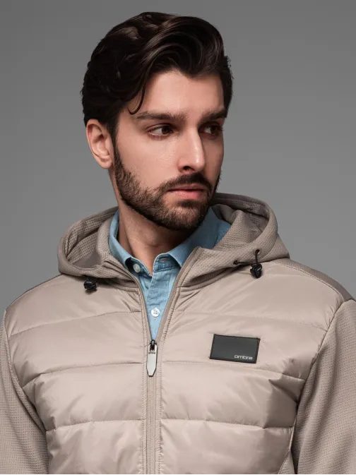 Moderná popolavá pánska prechodná bunda V3 JANP-160