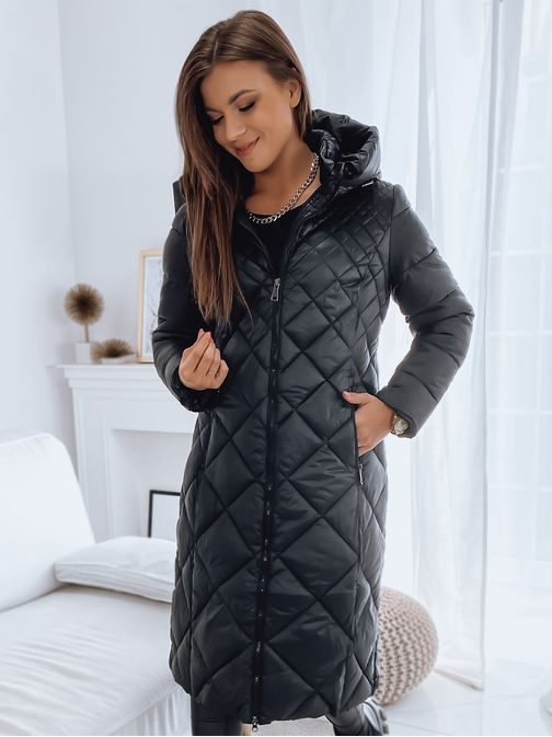 Čierny dámsky kabát v trendy prevedení Addison