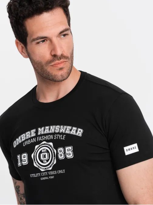 Zaujímavé čierne tričko s potlačou v2 om-tspt-0137