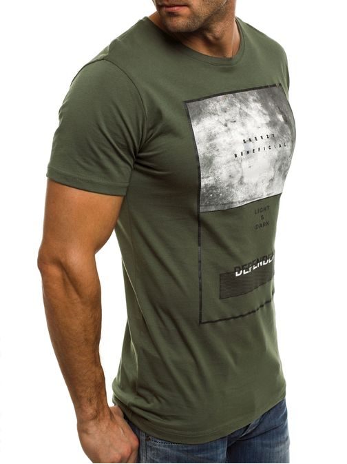Zelenkavé tričko s výraznou potlačou BREEZY 294