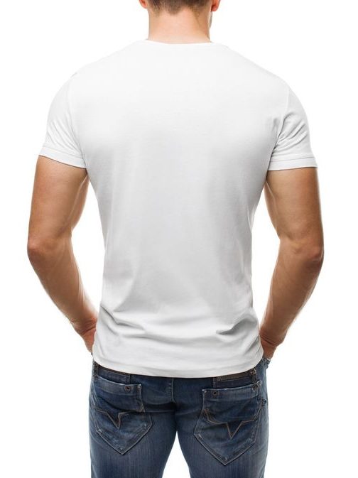 Biele bavlnené tričko pre pánov 6152