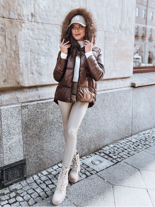 Krásna dámska kávová bunda SPARKLE