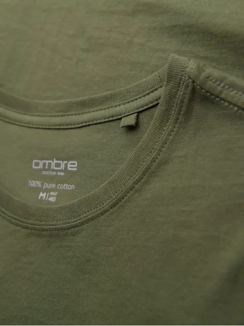 Basic khaki bavlnené tričko s okrúhlym výstrihom V6 TSBS-0236