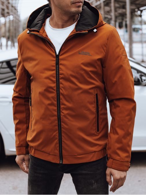 Pánska prechodná kamelová bunda s kapucňou