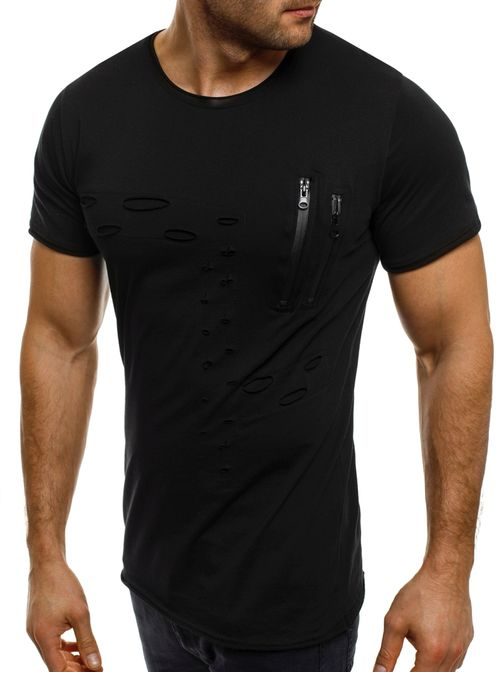 Čierne tričko s dekoračnými zipsami BREEZY 302