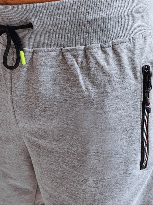 Teplákové šedé pánske kraťasy s bočnými vreckami