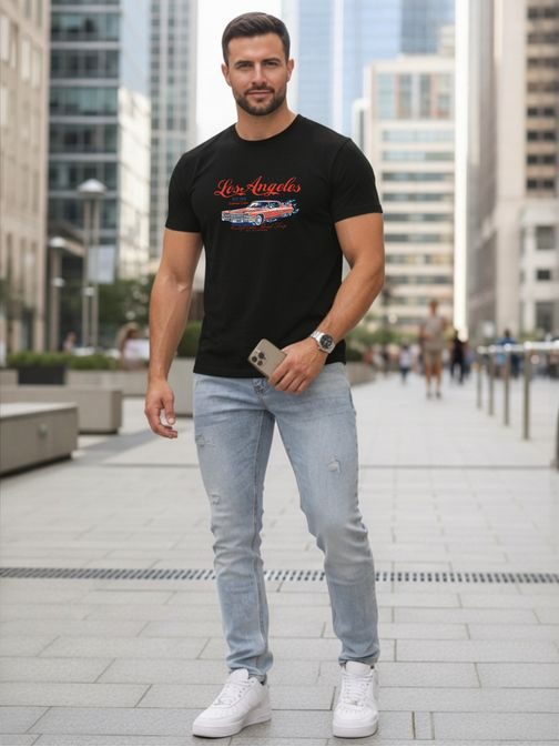 Čierne tričko s originálnou farebnou potlačou