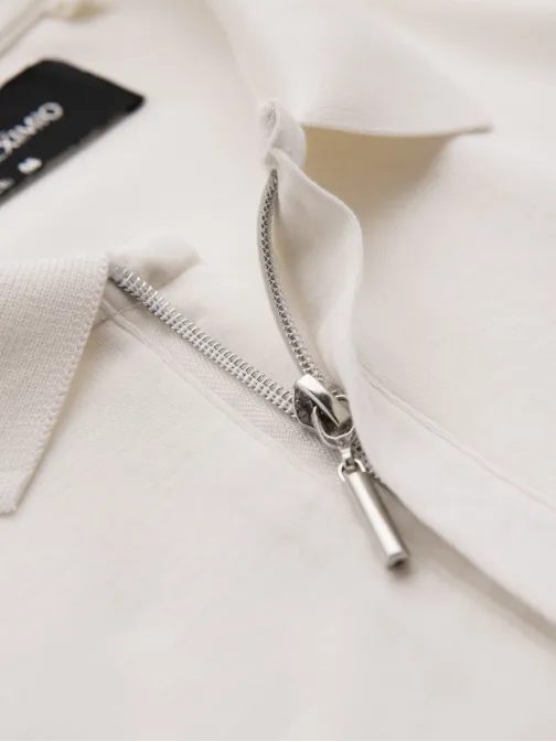 Pánska biela polokošeľa na zips V1 POSS-0148