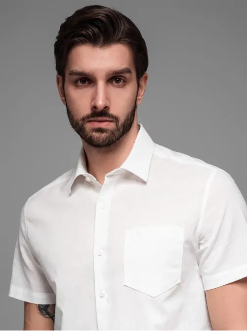 Ležérna biela pánska košeľa V1 shss-0167