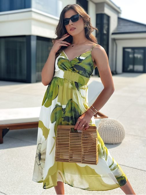 Biele šaty ladené do zelena Serena