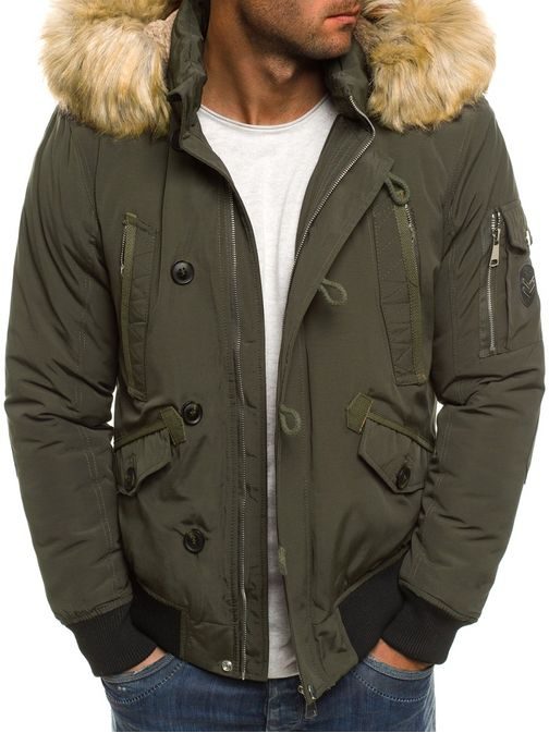 Khaki bomber bunda s kapucňou X-FEEL 88662