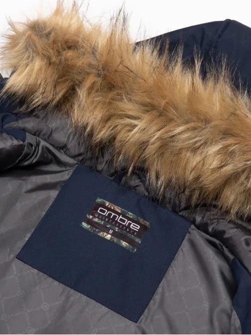 Zimná originálna tmavomodrá prešívaná parka V1 JALJ-0148