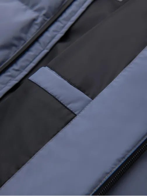 Teplá pánska bunda športového dizajnu fialovej farby