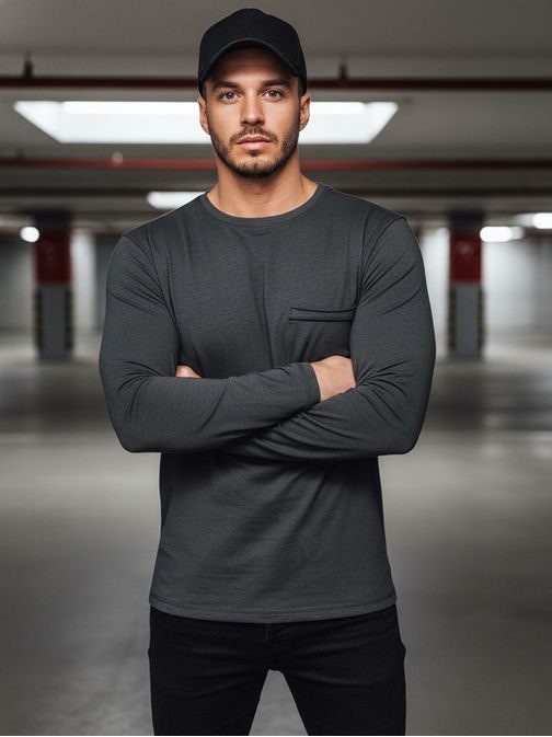 Tričko s dlhým rukávom v tmavošedej farbe