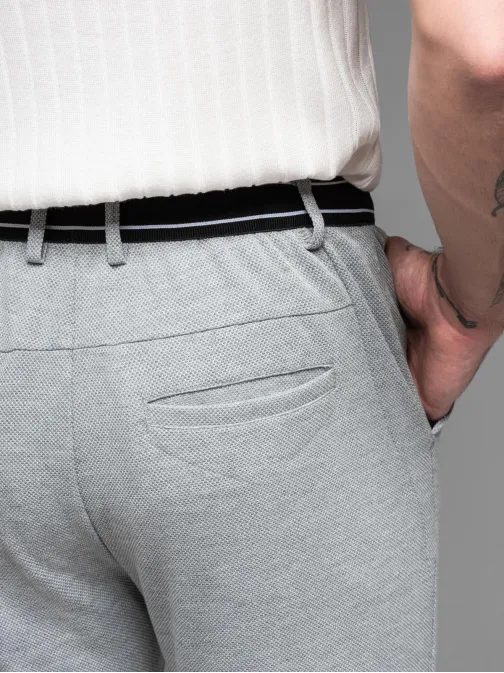Trendy šedé nohavice s pružným  pásom V1 PACP-0116
