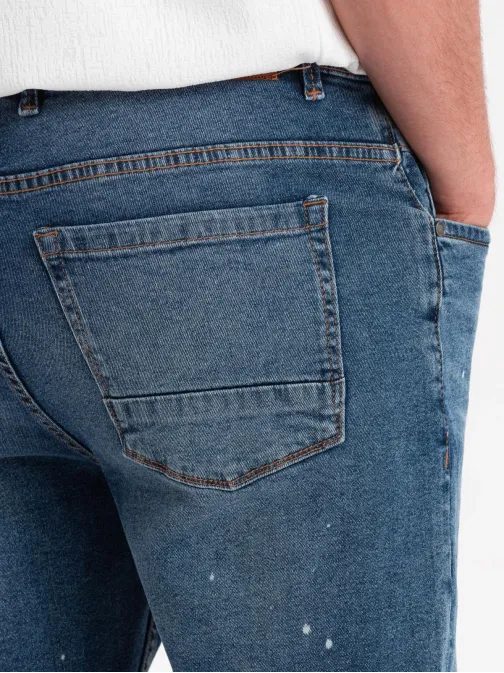 Moderné modré rifľové kraťasy s odreninami V2 SRDS-0186