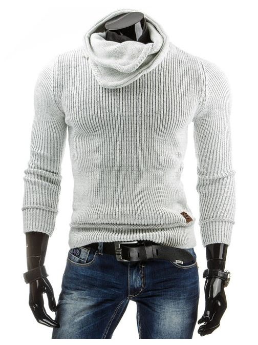 Hrubý sveter pre pánov bielej farby