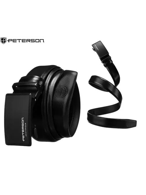 Módny čierny kožený pánsky opasok Peterson