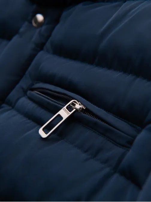 Tmavomodrá prechodná bunda so stojacím golierom V2 JALP-0260