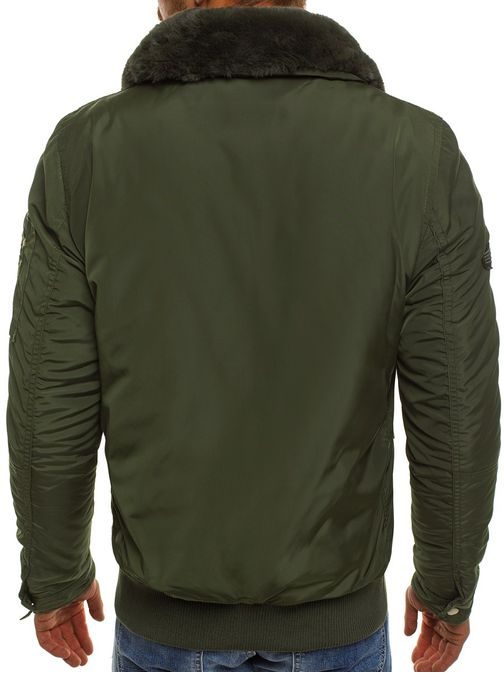 Khaki bomber bunda s kožušinou X1027K