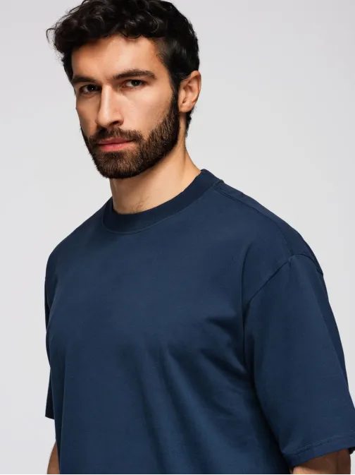 Tmavomodré tričko voľného strihu V9 TSBC-0267