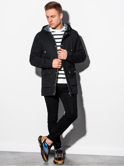 Nádherný kabát v čiernej farbe C454