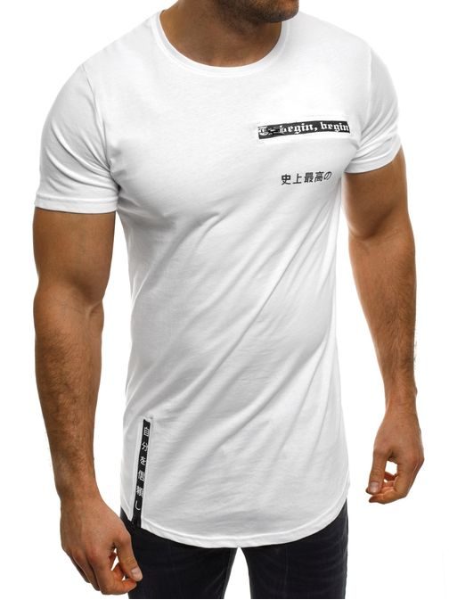 Jednoduché dlhšie biele tričko BREEZY 293