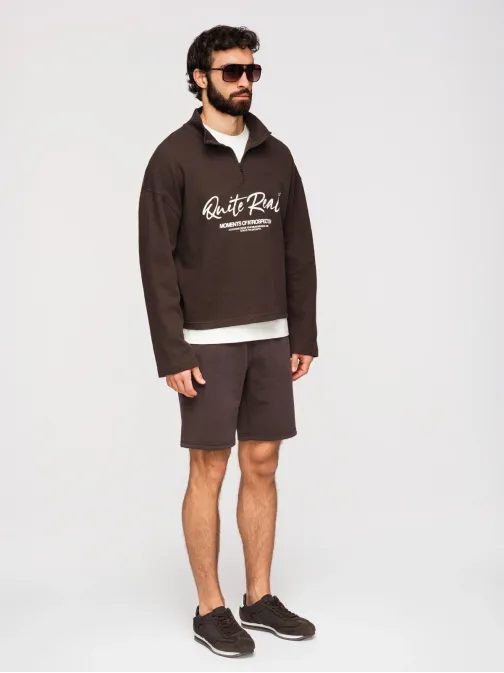 Úpletové hnedé pánske kraťasy V5 SRSK-0124