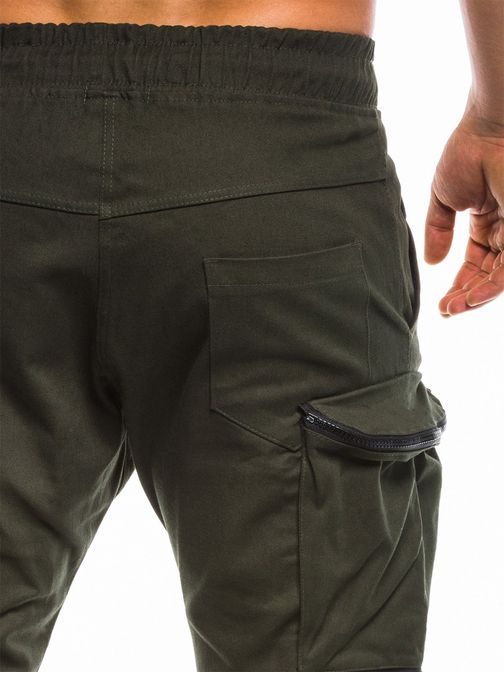 Bavlnené joggery v khaki farbe p706