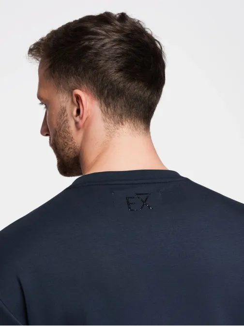 Moderná tmavomodrá mikina bez kapucne V4 OM-SNBC-0199