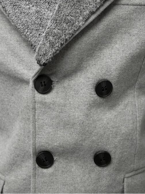 Svetlo-šedý kabát s kožušinou O/5626