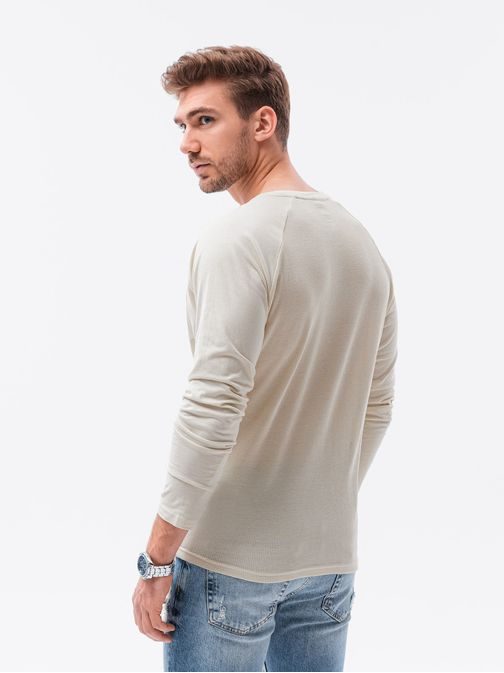 Pohodlné ecru tričko s dlhým rukávom L137