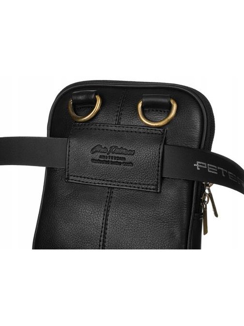 Čierna kožená taška cez plece Peterson