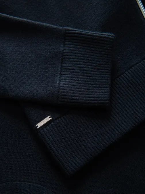 Módny tmavomodrý pánsky sveter na zips V1 SWZS-0146