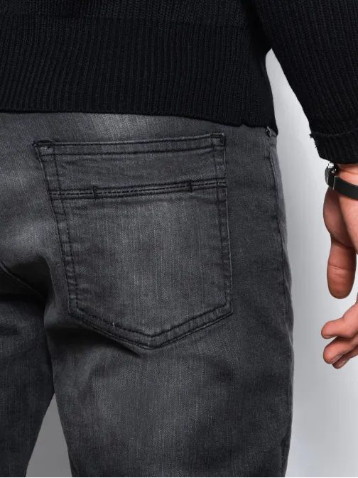 Trendové čierne rifle s dierami P1078