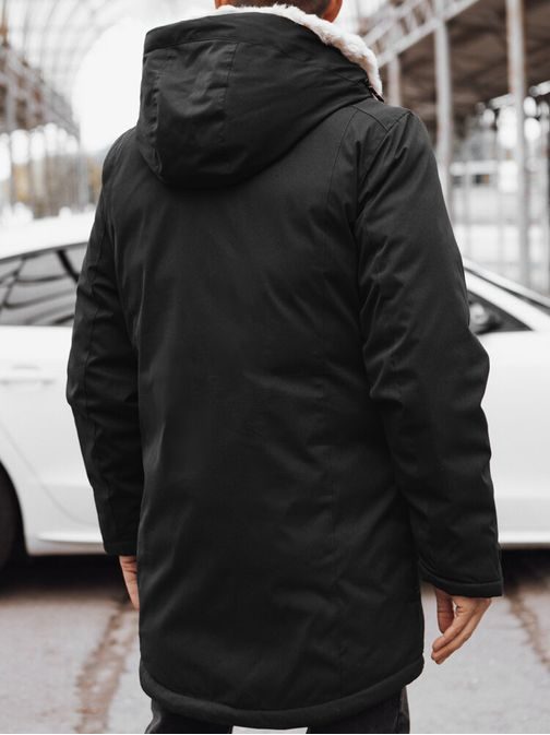 Trendy čierna pánska zimná bunda