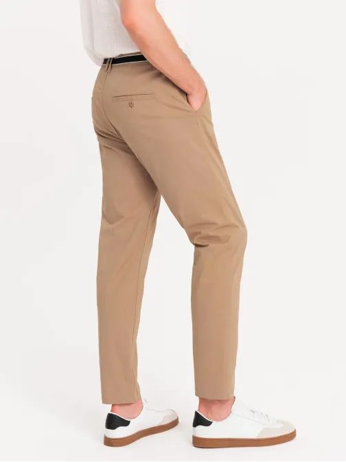 Pieskové chinos nohavice s ozdobným pásom V5 PACP-0118
