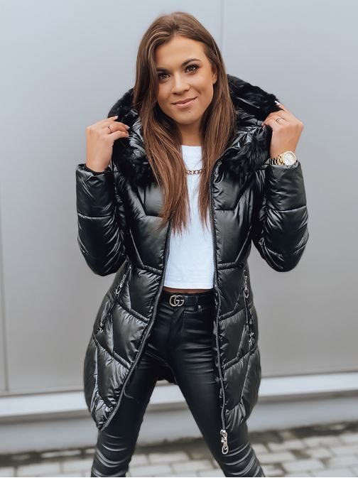 Dámska trendy bunda v čiernej farbe Krista