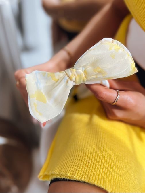 Žltá dámska čelenka s mašľou