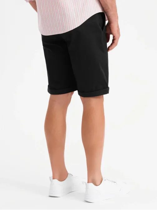 Pánske čierne chinos šortky s lemom V9 SRCS-0197