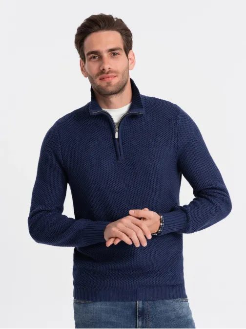 Elegantný pánsky sveter v granátovej farbe V7 SWZS-0105