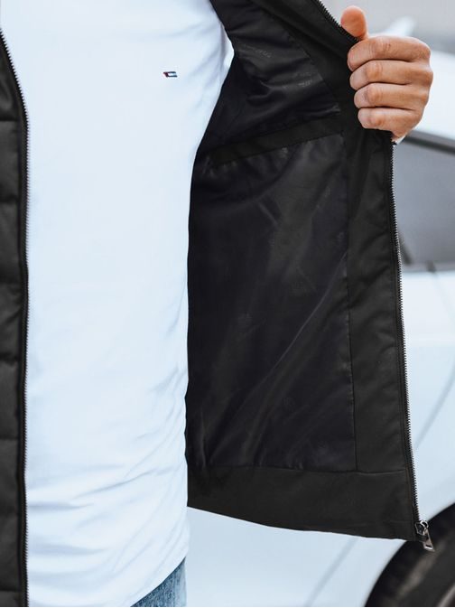 Trendová pánska čierna vesta s kapucňou