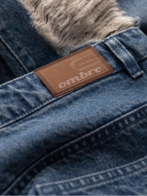 Jedinečné modré rifle s výraznými odreninami  V3 PADP-0175