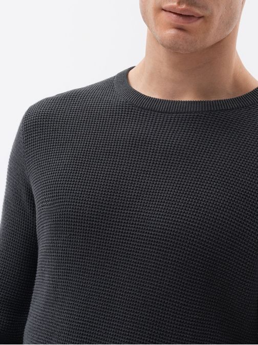 Tmavo-šedý elegantný sveter E185