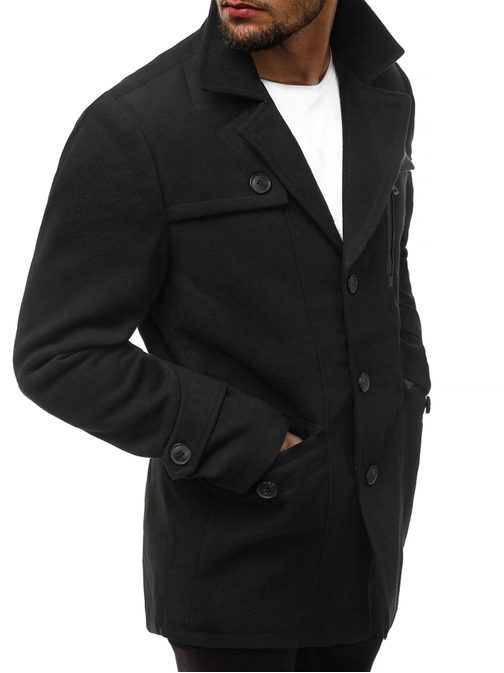 Trendy čierny pánsky kabát N/5920