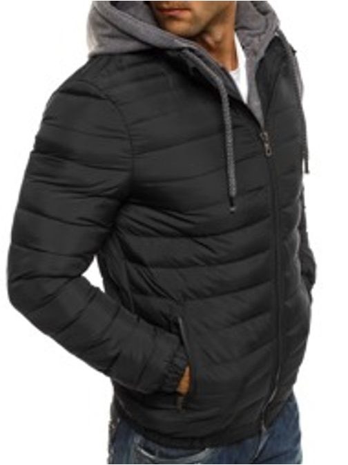 Trendy čierna pánska bunda s kapucňou J.BOYZ X1012K