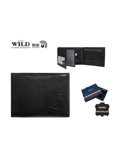 Čierna jednoduchá peňaženka pre pánov WILD
